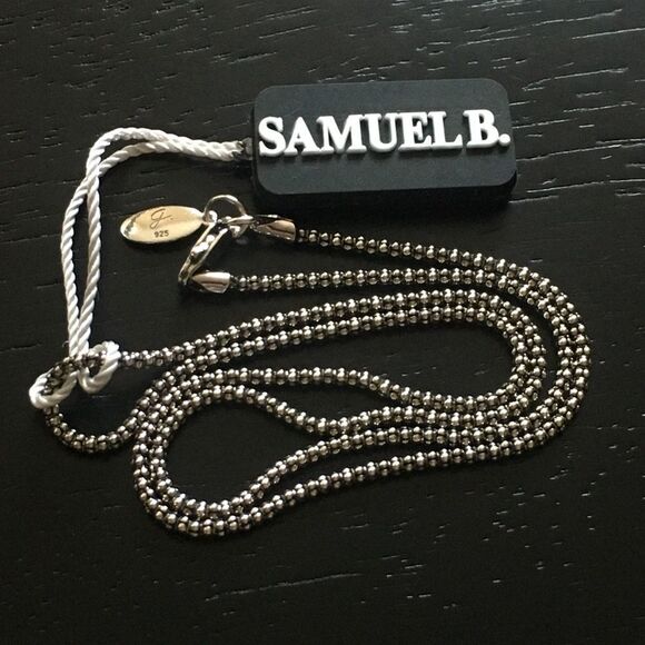 SAMUEL B Oxidized Sterling Silver Necklace Popcorn Chain 18 inches Brand New - Picture 3 of 11